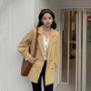 Blazers Women Temperament Double Breasted Notched Leisure Autumn All-match Pure Color Korean Style Baggy Simple Outwear