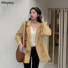 Blazers Women Temperament Double Breasted Notched Leisure Autumn All-match Pure Color Korean Style Baggy Simple Outwear