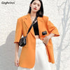 Blazers Women Half Sleeve Outwear Temperament Design Streetwear Summer Korean Style Loose Bf Casual Hip Hop Femme Chic