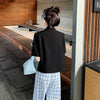 Blazers Women Half-sleeve Notched Collar Female Trendy Solid Color Short-length Single Breasted Leisure Holiday High Street Girl