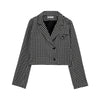 Blazers Women Houndstooth Outwear Notched High Street Design Spring Black Cropped Elegant Aesthetic All-match Lady Chic Clothes