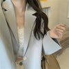 Blazers Women Ins Solid Color Long Sleeve Casual Female Clothing Office Outwear Elegant Trendy Single Breasted All-match Simple