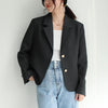 Blazers Women Korean Style Gentle Tender Sweet Girlish Button Elegant Lady Loose Spring  Female Notched Office Chic