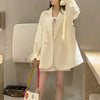Blazers Women Large Size Kawaii Japanese Style Preppy Student Bandage Spring Loose Casual Ulzzang Double Breasted Sweet