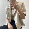 Blazers Women Leisure Elegant Solid Short Sleeve Chic Ins Korean Female Tops Office Wear Single Breasted Notched Trendy