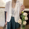 Blazers Women Leisure Elegant Solid Short Sleeve Chic Ins Korean Female Tops Office Wear Single Breasted Notched Trendy