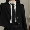 Blazers Women Leisure Long Sleeve Solid Single-breasted Notched Crop Tops Ulzzang Coat Females Preppy Style All-match
