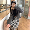 Blazers Women Leisure Long Sleeve Solid Single-breasted Notched Crop Tops Ulzzang Coat Females Preppy Style All-match