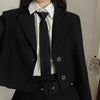 Blazers Women Leisure Long Sleeve Solid Single-breasted Notched Crop Tops Ulzzang Coat Females Preppy Style All-match