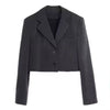 Blazers Women Leisure Long Sleeve Solid Single-breasted Notched Crop Tops Ulzzang Coat Females Preppy Style All-match