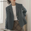 Blazers Women Leisure Spring Autumn Solid Baggy Stylish All-match Korean Style Design Classic Daily Ladies Outerwear Chic Simple