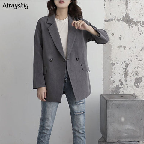 Blazers Women Long Sleeve Drop-shoulder Lazy Outerwear Elegant Ins S-3XL BF Casual Daily Japanses Style Harajuku All-match Mujer