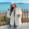 Blazers Women Loose College Solid Double-Breasted Pockets Sweet Outwear Spring Thin Daily Korean Simple Classic Cozy Tunic Soft