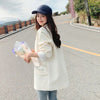 Blazers Women Loose College Solid Double-Breasted Pockets Sweet Outwear Spring Thin Daily Korean Simple Classic Cozy Tunic Soft