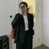 Blazers Women Loose Double-breasted Office Solid Korean Long-sleeve Spring Elegant Vintage Trendy Breathable Sweet College Retro