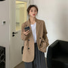 Blazers Women Loose Double-breasted Office Solid Korean Long-sleeve Spring Elegant Vintage Trendy Breathable Sweet College Retro