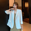 Blazers Women Loose Pockets Summer White Thin All-match Streetwear Outwear Classic Double Breasted Mujer College Office Lady