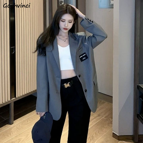 Blazers Women Loose Temperament High Street Stylish Daily Korean Version Leisure Long Sleeve Autumn All-match Clothing Retro New