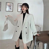 Blazers Women Loose Thin Double Breasted Office Lady Popular Street Style Casual Pockets Simple Spring BF Cozy Notched Outerwear