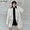 Blazers Women Loose Thin Double Breasted Office Lady Popular Street Style Casual Pockets Simple Spring BF Cozy Notched Outerwear