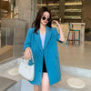 Blazers Women Medium-long Short Sleeve  Summer Loose Thin Casual Popular All-match Korean Style Daily Preppy Ins Женские