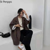 Blazers Women Minimalist Solid Outwear Loose Elegant Retro Official High Street Feminine All-match Spring Comfortable
