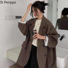 Blazers Women Minimalist Solid Outwear Loose Elegant Retro Official High Street Feminine All-match Spring Comfortable