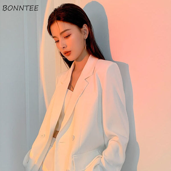Blazers Women Neutral 2022 Trendy All-match Solid Loose Buttons Ladies Simple Casual Basic Street Style Ulzzang Cool Comfortable