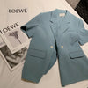 Blazers Women Casual Blue Elegant Lady Short Sleeve Loose Button Tender Gentle Summer England Style Ulzzang Female Clothing
