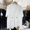 Blazers Women Designers Split High-street Modern Lady Chic Leisure Short Sleeve Loose Summer Clothing Soft Students Mujer