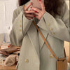 Blazers Women Notched Elegant Aesthetic Spring Office Ladies Basic Solid Outerwear Double Breasted Ulzzang High Street Sale