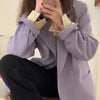 Blazers Women Notched Elegant Aesthetic Spring Office Ladies Basic Solid Outerwear Double Breasted Ulzzang High Street Sale