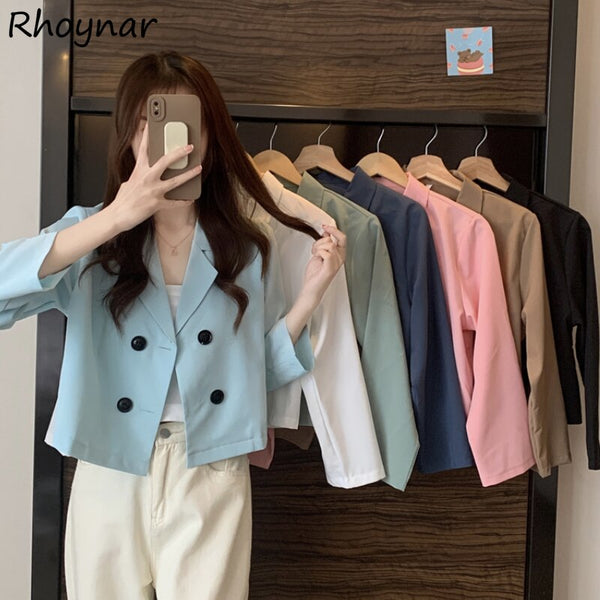 Blazers Women Office Lady Elegant Retro Students Spring Mujer Design Топ Женский All-match Chic Temperament Korean Sheer