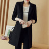 Blazers Women Office Lady Long-style Pocket Elegant Button Oversized Spring Black Slim Spring Plus Size 4XL Notched Chic