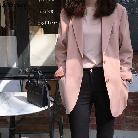 Blazers Women Office Lady Spring Oversized Clothes Single Breasted Loose Temperament All-match Ulzzang 2022 Outwear College New