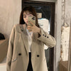 Blazers Women Outwear Loose Daily Soft Warm Double-breasted BF Solid Button Casual Korean Simple Thin High-quality Retro