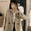 Blazers Women Outwear Loose Daily Soft Warm Double-breasted BF Solid Button Casual Korean Simple Thin High-quality Retro