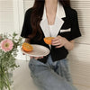 Blazers Women Panelled Design Basic Casual Notched Summer All-match Crop Streetwear Retro Korean Style Simple Ladies Breathable