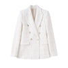 Blazers Women Peak Lapel Long Sleeve Elegant Textured Tweed Blazer With Flap Pockets Double Breasted Blazer Office Suit Jacket
