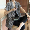 Blazers Women Plaid Retro Summer Loose Harajuku Design Feminine Elegant Streetwear Leisure Outwear Popular Short Sleeve