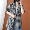 Blazers Women Plaid Retro Summer Loose Harajuku Design Feminine Elegant Streetwear Leisure Outwear Popular Short Sleeve