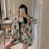 Blazers Women Plus Size Retros Print Spring Autumn Outwear Korean Style Temperament Loose All-match Long Sleeve Harajuku