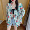 Blazers Women Plus Size Retros Print Spring Autumn Outwear Korean Style Temperament Loose All-match Long Sleeve Harajuku