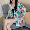 Blazers Women Plus Size Retros Print Spring Autumn Outwear Korean Style Temperament Loose All-match Long Sleeve Harajuku