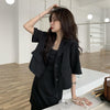 Blazers Women Pure Stylish College All-match Ladies Clothing Cropped Short Sleeve Ulzzang Elegant Summer Temperament Slim Lovely