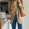 Blazers Women Retro Breathable Khaki Elegant Notched Trendy Korean Long Sleeve Casual Classy Elegant Baggy Harajuku Outwear Pure