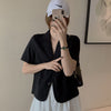 Blazers Women Short Sleeve All-match Solid Loose Crop Summer Outwear Elegant Office Lady Simple Leisure Single Breasted