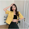 Blazers Women Short Sleeve College All-match Summer pocket Ulzzang Single Breasted Streetwear Simple Temperament Ins