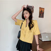 Blazers Women Short Sleeve College All-match Summer pocket Ulzzang Single Breasted Streetwear Simple Temperament Ins