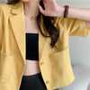 Blazers Women Short Sleeve College All-match Summer pocket Ulzzang Single Breasted Streetwear Simple Temperament Ins
